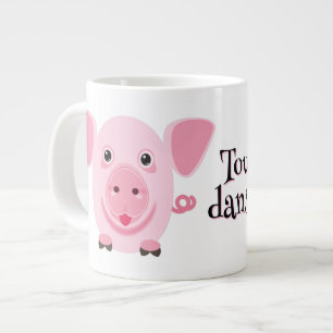 Little happy cute pink pig giant coffee mug