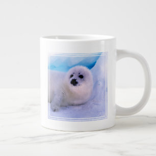 Little Harp Seal Pup Covered in Snowflakes Giant Coffee Mug
