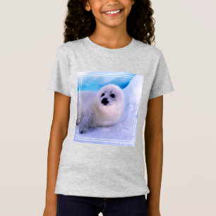 Little Harp Seal Pup Covered in Snowflakes T-Shirt
