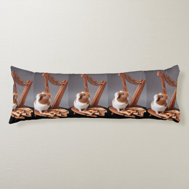 Little Harpist Guinea Pig – Whimsical Elegant Body Body Pillow (Front)