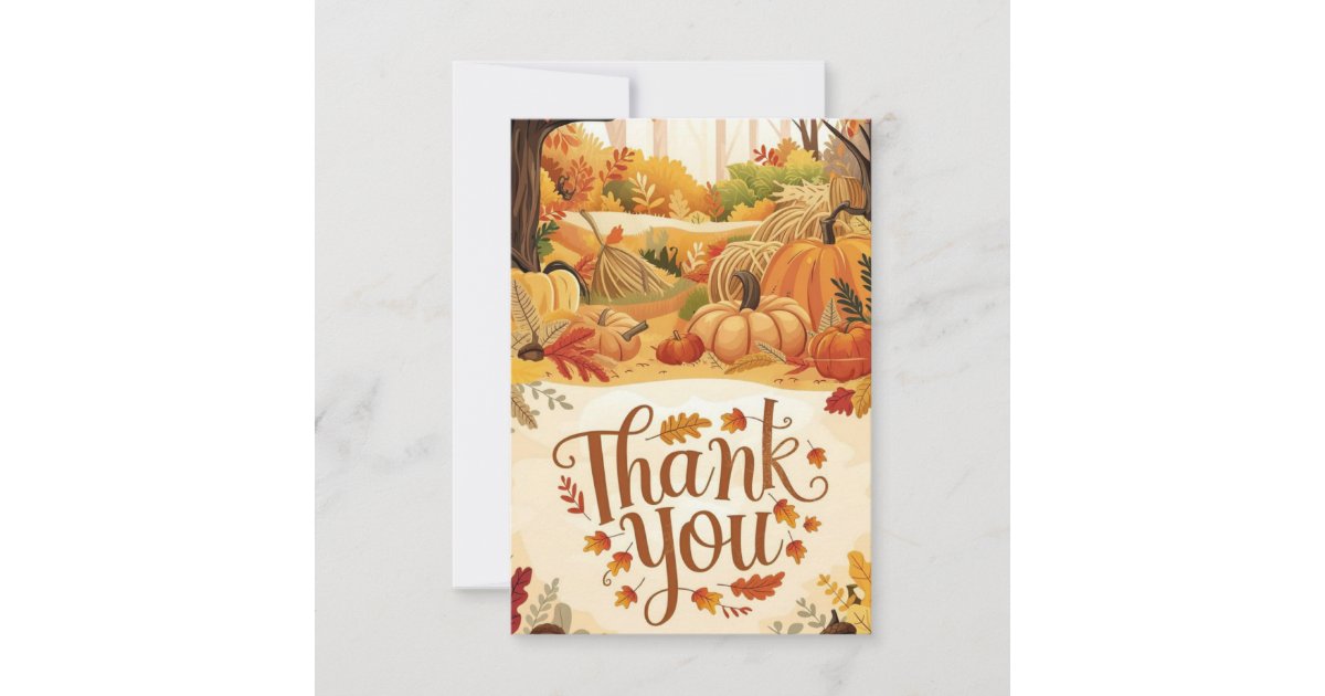 Little Harvest Autumn Fall Thank You Card | Zazzle