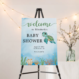 Little Hatchling Sea Turtle Baby Shower Welcome  Foam Board