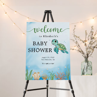 Little Hatchling Sea Turtle Baby Shower Welcome  Foam Board