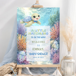 Little Hatchling Sea Turtle Baby Shower Welcome Foam Board