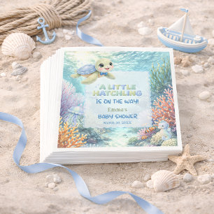 Little Hatchling Sea Turtle Ocean Baby Shower Napkins