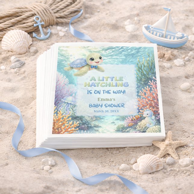 Little Hatchling Sea Turtle Ocean Baby Shower Napkins (Creator Uploaded)