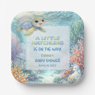Little Hatchling Sea Turtle Ocean Baby Shower Paper Plates