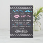 Little He Little She Lips Mustache Gender reveal Invitation (Standing Front)