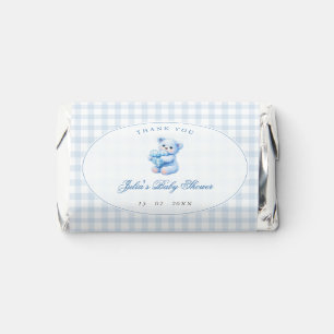 Little Heart Blue Gingham Teddy Bear Baby Shower Hershey's Miniatures