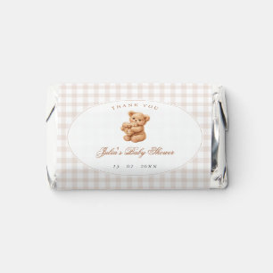 Little Heart Brown Gingham Teddy Bear Baby Shower Hershey's Miniatures