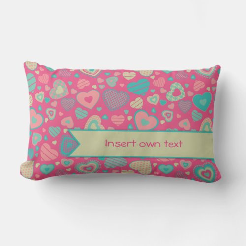 Little heart pattern Popsicle Love with banner Lumbar Pillow