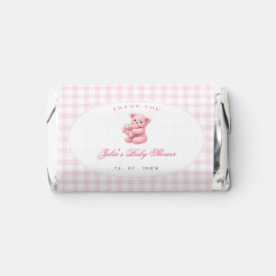 Little Heart Pink Gingham Teddy Bear Baby Shower Hershey's Miniatures