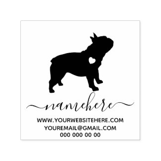 Little Heart Silhouette Elegant French Bulldog Self-inking Stamp