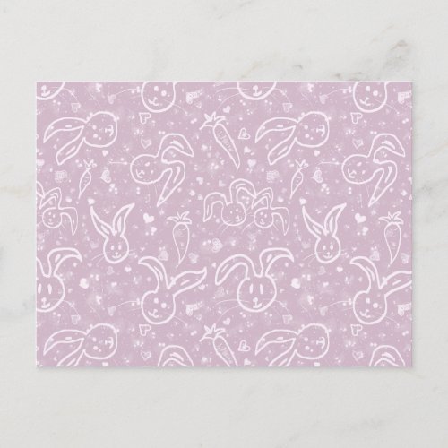 Little Hearts and Bunnies _ transparent pattern Postcard
