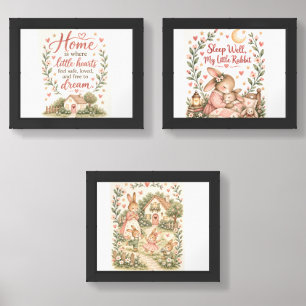 Little Hearts at Home – Cozy Bunny Family Nursery Wall Art Sets