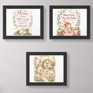Little Hearts at Home – Cozy Bunny Family Nursery Wall Art Sets
