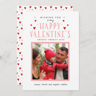 Little Hearts Calligraphy Valentine Day Photo Card