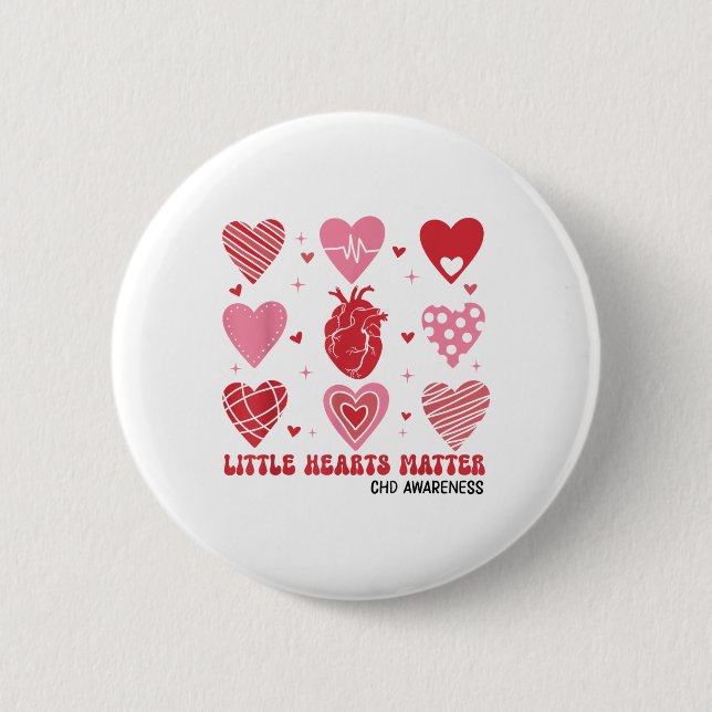 Little Hearts Chd Awareness Heart Anatomy Valentin Button (Front)