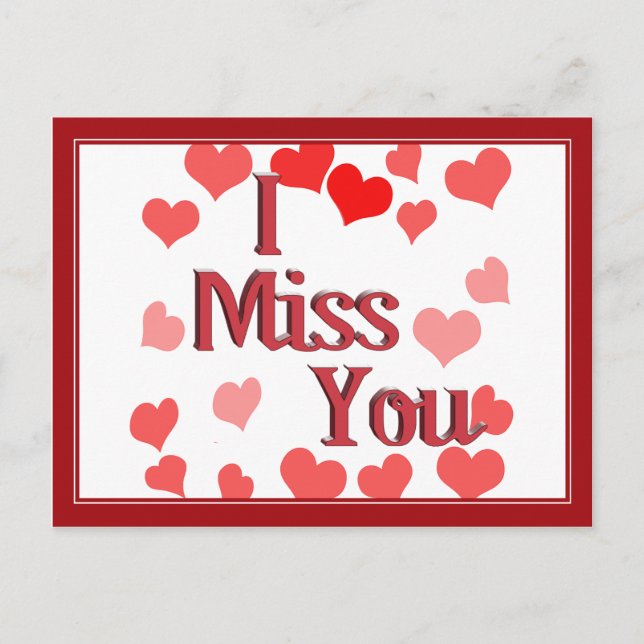 Little Hearts -  I Miss You Postcard (Front)