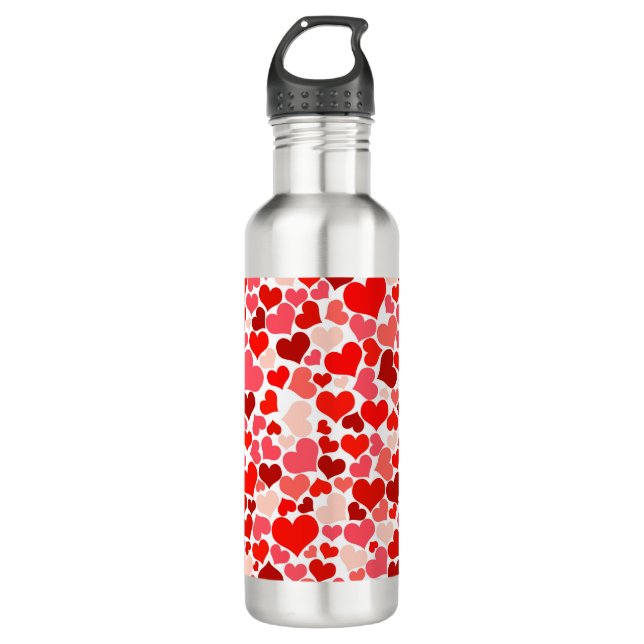 Little Hearts Illustration Stainless Steel Water Bottle (Front)