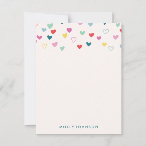 Little Hearts Stationery _ Teal Note Card