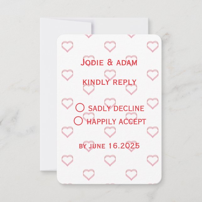 little hearts wedding RSVP card (Front)