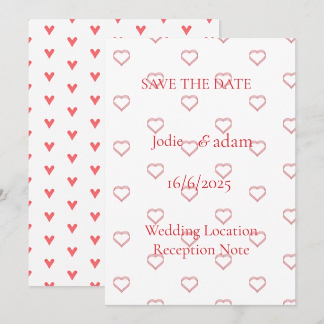 little hearts wedding save the date (Front/Back)