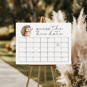 Little Hedgehog Guess Due Date Baby Shower Sign
