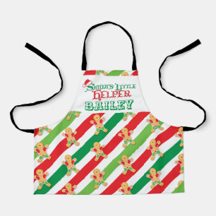 Little helper baking gingerbread man red green apron