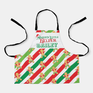 Little helper baking gingerbread man red green apron