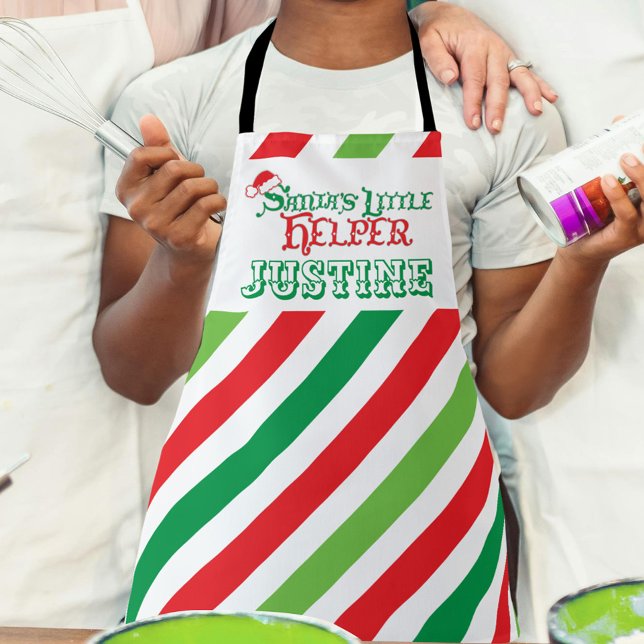 Little helper baking red green stripes apron (Creator Uploaded)