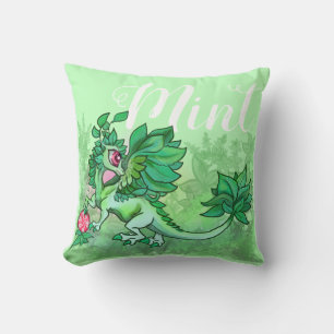 Little Herb Garden Dragon~Mint Throw Pillow