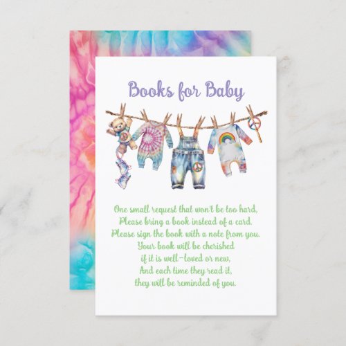 Little Hippie Tye Dye Clothesline Books for Baby Invitation