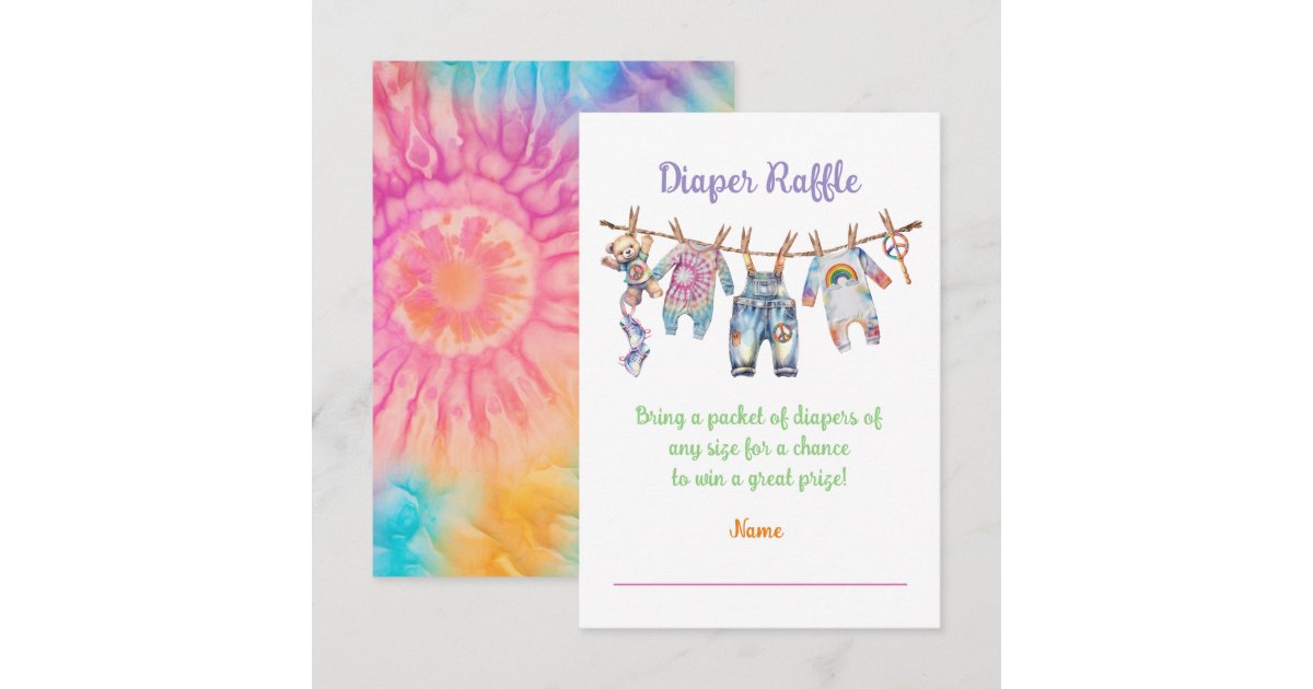 Clothes Line Raffle Little Hippie Tye Dye Clothesline Diaper Raffle Invitation | Zazzle