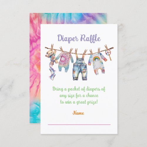 Little Hippie Tye Dye Clothesline Diaper Raffle Invitation