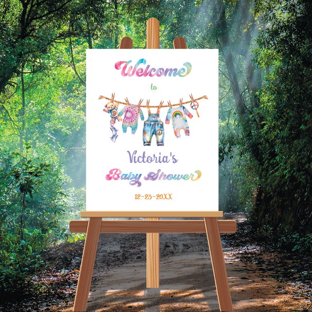 Little Hippie Tye Dye Clothesline Welcome Sign (Creator Uploaded)
