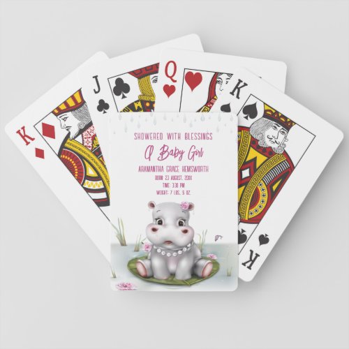 Little Hippo Baby Girl Poker Cards