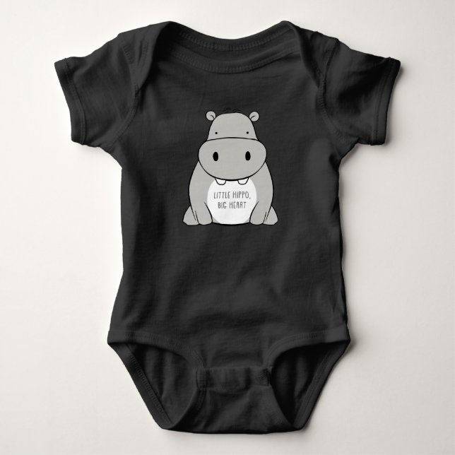 Little hippo, big heart. baby bodysuit (Front)