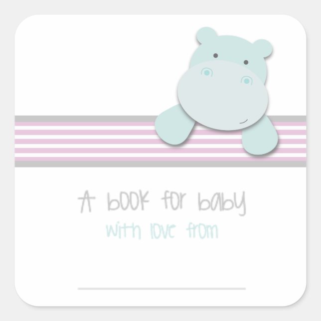Little Hippo - Book for Baby {Pink} | Bookplates (Front)
