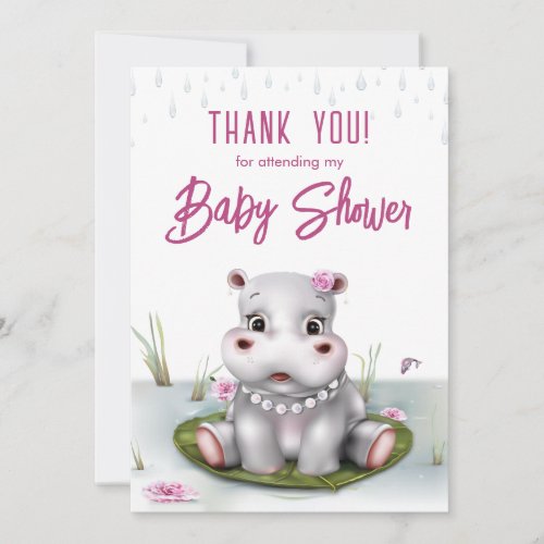 Little Hippo Girl Baby Shower Thank You