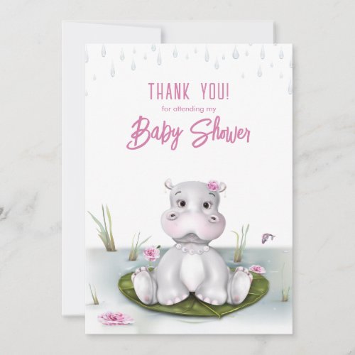 Little Hippo Girl Baby Shower Thank You