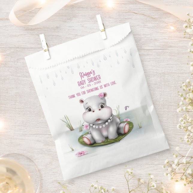 Little Hippo River Adventure Baby Shower Favor Bag (Clipped)