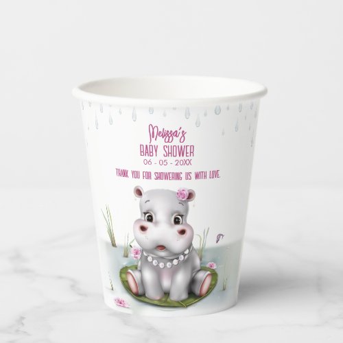 Little Hippo River Adventure Girl Baby Shower Paper Cups