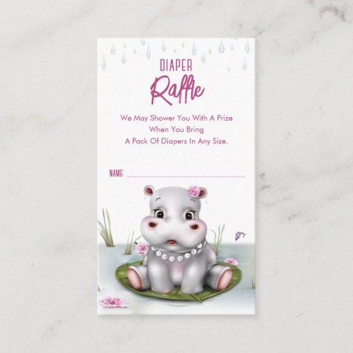 Little Hippo Safari Adventure Girl Baby Shower Enclosure Card