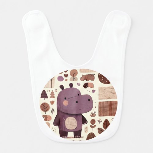 Little Hippos in the Jungle Baby Bib
