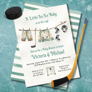 Little Hockey Player Baby Shower Clothesline Invitation