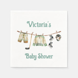 Little Hockey Player Baby Shower Clothesline Napkins