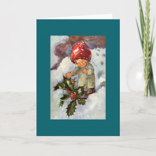 Little Holly Girl in Snow Holiday Card