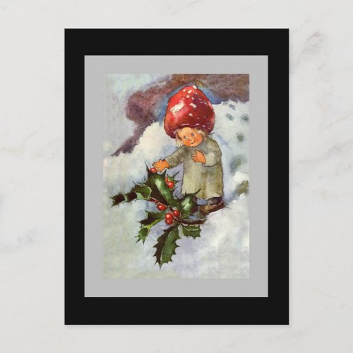 Little Holly Girl in Snow Postcard