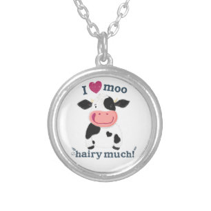 Little Holstein Cow Loves You Very Much! Silver Plated Necklace